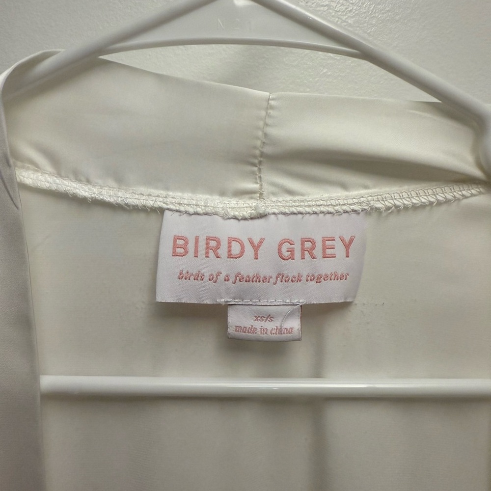 Birdy Grey White Satin Ruffle Robe - Picture 6 of 11